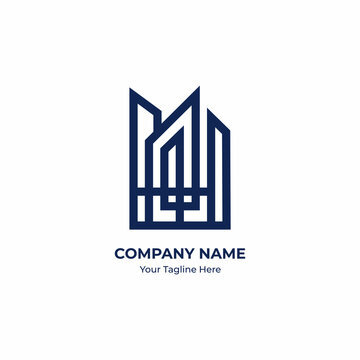 Building logo with line art style. Building or Real Estate company profesional premium logo design Vector.