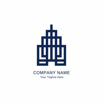 Building logo with line art style. Building or Real Estate company profesional premium logo design Vector.