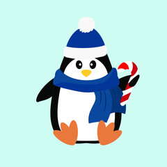 Naklejka premium Penguin vector isolated on blue background