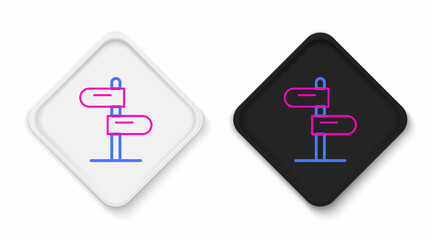 Obraz premium Line Road traffic sign. Signpost icon isolated on white background. Pointer symbol. Isolated street information sign. Direction sign. Colorful outline concept. Vector