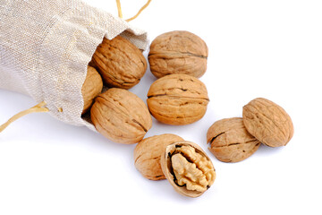 walnuts (akhrot) on white background, Dry fruits, walnut or akhrot well known dried fruit having shape like brain.
