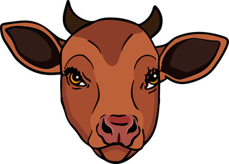 Cow isolated on white, hand drawn cattle, animal grazing vector illustration. Milk farm pets. Illustration for label, poster, print and design.