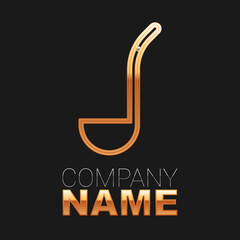 Obraz premium Line Kitchen ladle icon isolated on black background. Cooking utensil. Cutlery spoon sign. Colorful outline concept. Vector