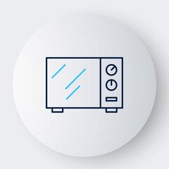Line Microwave oven icon isolated on white background. Home appliances icon. Colorful outline concept. Vector