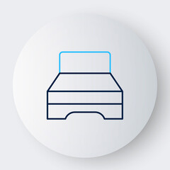 Line Big bed for two or one person icon isolated on white background. Colorful outline concept. Vector