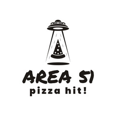 area 51 logo design for pizza restaurant with alien concept