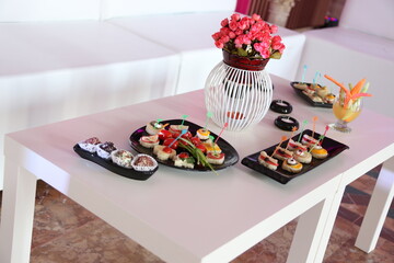 chocolate cake on a table, candle lantern
