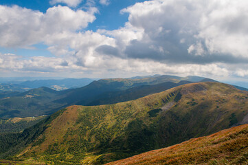 View from the top of the mountain, the Carpathians.