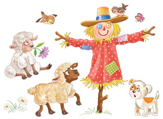 Obraz na płótnie Canvas Funny farm. Cute farm animals. Coloring book. Illustration for children