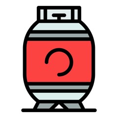 Some gas cylinder icon. Outline some gas cylinder vector icon color flat isolated