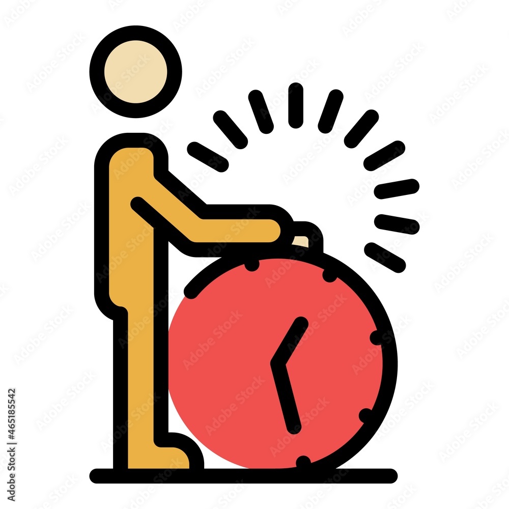 Wall mural person clicks on the clock icon. outline person clicks on the clock vector icon color flat isolated - Wall murals