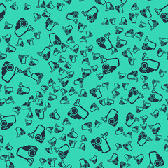 Black Vacuum cleaner icon isolated seamless pattern on green background. Vector