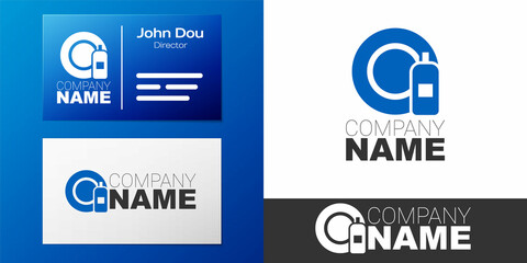 Logotype Dishwashing liquid bottle and plate icon isolated on white background. Liquid detergent for washing dishes. Logo design template element. Vector