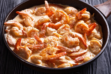 prawns cooked in rich, creamy Alfredo sauce