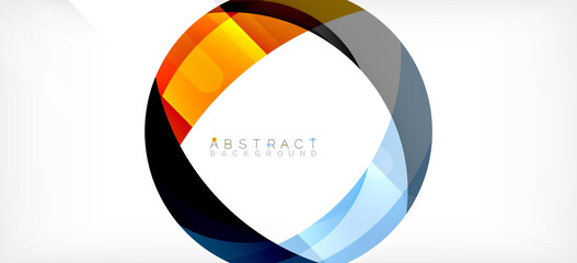 Fototapeta premium Color circle shapes, minimal geometric background. Trendy dynamic composition. Vector Illustration For Wallpaper, Banner, Background, Landing Page