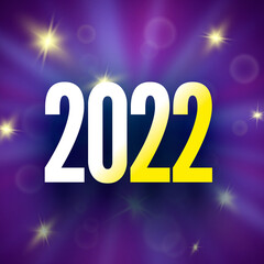 2022 New year background with lights. Vector illustration.