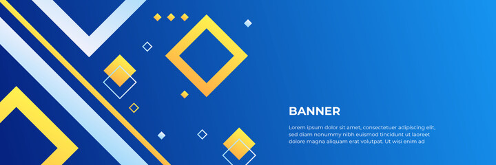 Abstract blue banner design with blue geometric background. Vector illustration for wallpaper, banner, background, card, book illustration, landing page