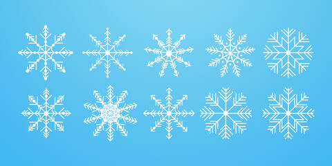 Snowflake set on isolated background. Isolated snowflake collection. Frost background. Christmas icon. Vector illustration