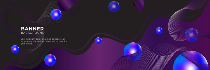Abstract geometric purple wide banner layout design. Wide background with tech corporate organic abstract shapes. Web banner design, template header for site