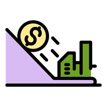recommend clip art: Trade war money fall icon. Outline trade war money fall vector icon color flat isolated