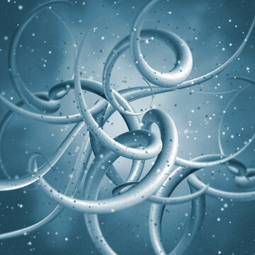 Medical background, bacteria spirilla spirally twisted and arcuate curved rods, class Beta-proteobacteria, aerobes or microaerophiles, 3D rendering