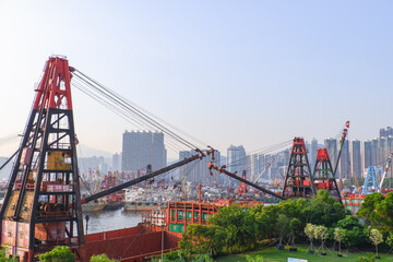 Fototapeta na wymiar city view in hong kong at West Kowloon Cultural District