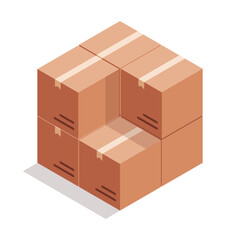 Isometric cardboard boxes. Box for transportation, packaging and delivery. Vector illustration.