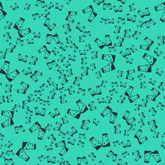 Black Glass of beer icon isolated seamless pattern on green background. Vector