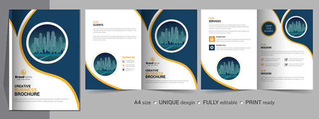 Corporate Bi-fold Brochure Template, Catalog, Booklet Template Design. Fully Editable.	 - obrazy, fototapety, plakaty