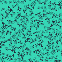 Black Sports doping, anabolic drugs with dumbbell icon isolated seamless pattern on green background. Anabolic steroids tablet. Pills in jar. Vector