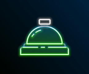 Glowing neon line Hotel service bell icon isolated on black background. Reception bell. Colorful outline concept. Vector