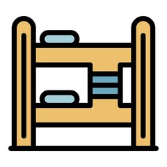 Children bunk bed icon. Outline children bunk bed vector icon color flat isolated