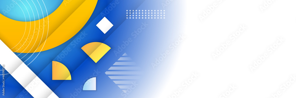 Poster Modern blue yellow geometric banner background. Abstract background with dynamic effect. Modern professional blue vector. Abstract Technology business background with lines and geometric shapes