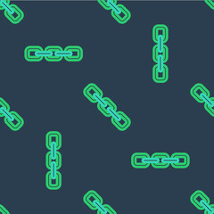 Line Chain link icon isolated seamless pattern on blue background. Link single. Hyperlink chain symbol. Vector