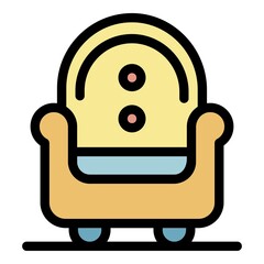 Kid room armchair icon. Outline kid room armchair vector icon color flat isolated