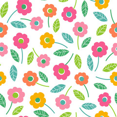 Cute colorful simple  flower seamless pattern background.