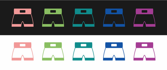 Set Boxing short icon isolated on black and white background. Vector