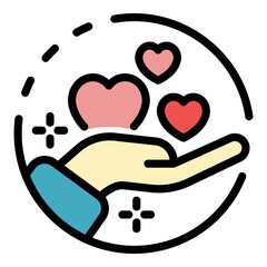 Charity care icon. Outline charity care vector icon color flat isolated