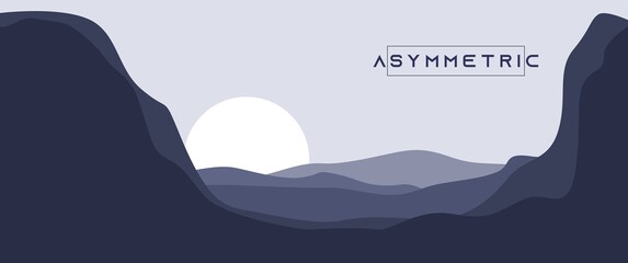 Abstract asymmetric mountain landscape vector design concept used for background, backdrop, wallpaper, nature banner.