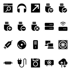 Glyph icons for computer hardware.
