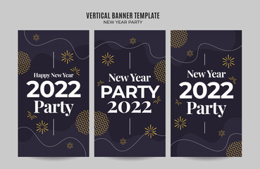 Fototapeta na wymiar new year party vertical banner design template Premium Vector for social media post, web banner and flyer