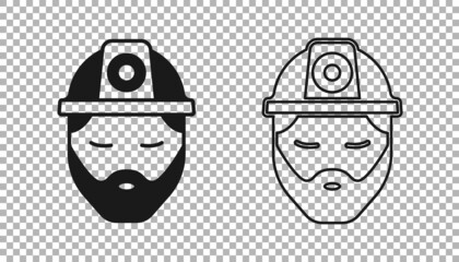 Black Builder icon isolated on transparent background. Construction worker. Vector