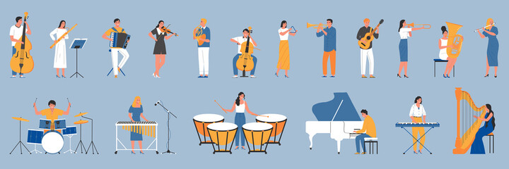 Musicians Color Icon Set © Macrovector