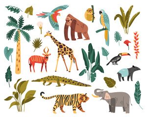 Jungle Habitat Icon Set © Macrovector