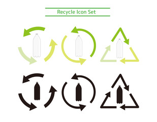 ペットボトルのリサイクルアイコン　ベクターイラスト