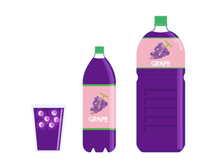 グレープジュースのペットボトル　ベクターイラスト