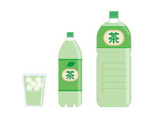 緑茶のペットボトル　ベクターイラスト