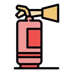 Flame fire extinguisher icon. Outline flame fire extinguisher vector icon color flat isolated