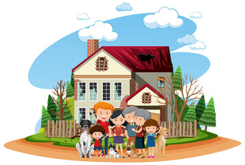 Obraz na płótnie Canvas Happy family in front of the house