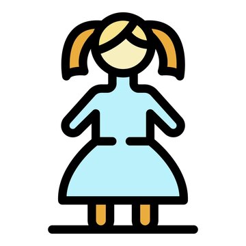 Doll icon. Outline doll vector icon color flat isolated